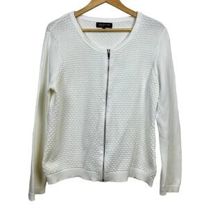 Jones New York White Zipped Cardigan Sweater XL